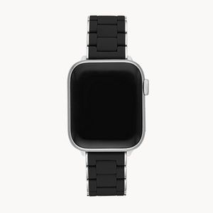 New MICHELE Black and Stainless Silicone-Wrapped Bracelet Apple Watch ba…